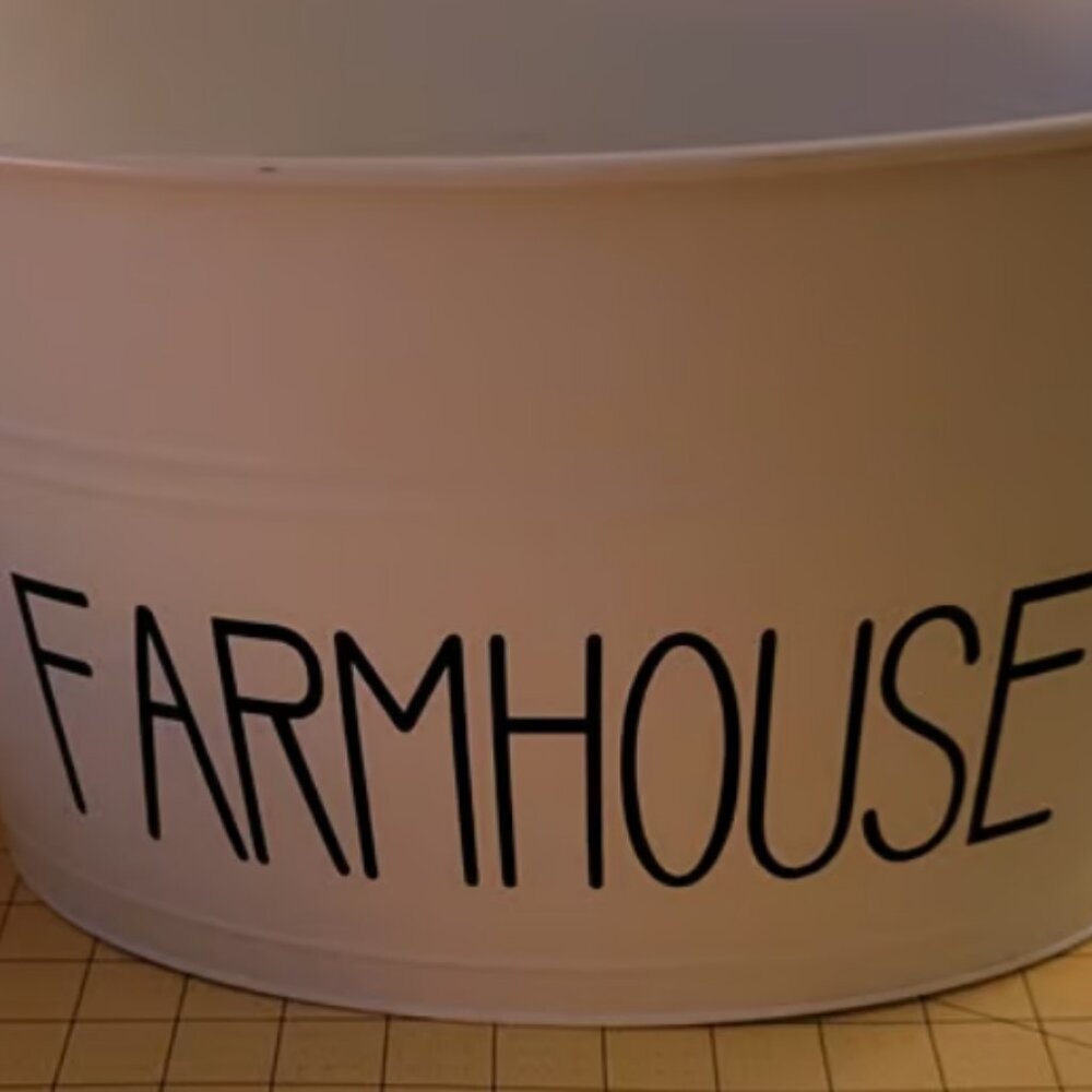 FARMHOUSE Metal Basket White with Black Lettering